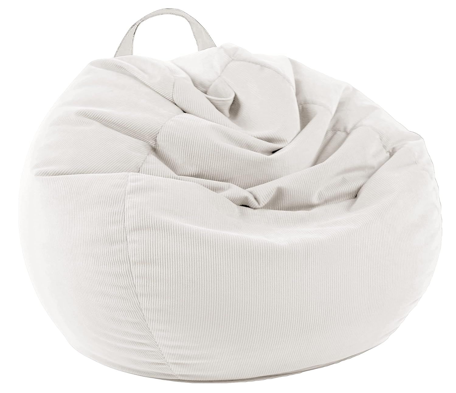 White Corduroy Stuffable Bean Bag Chair Cover