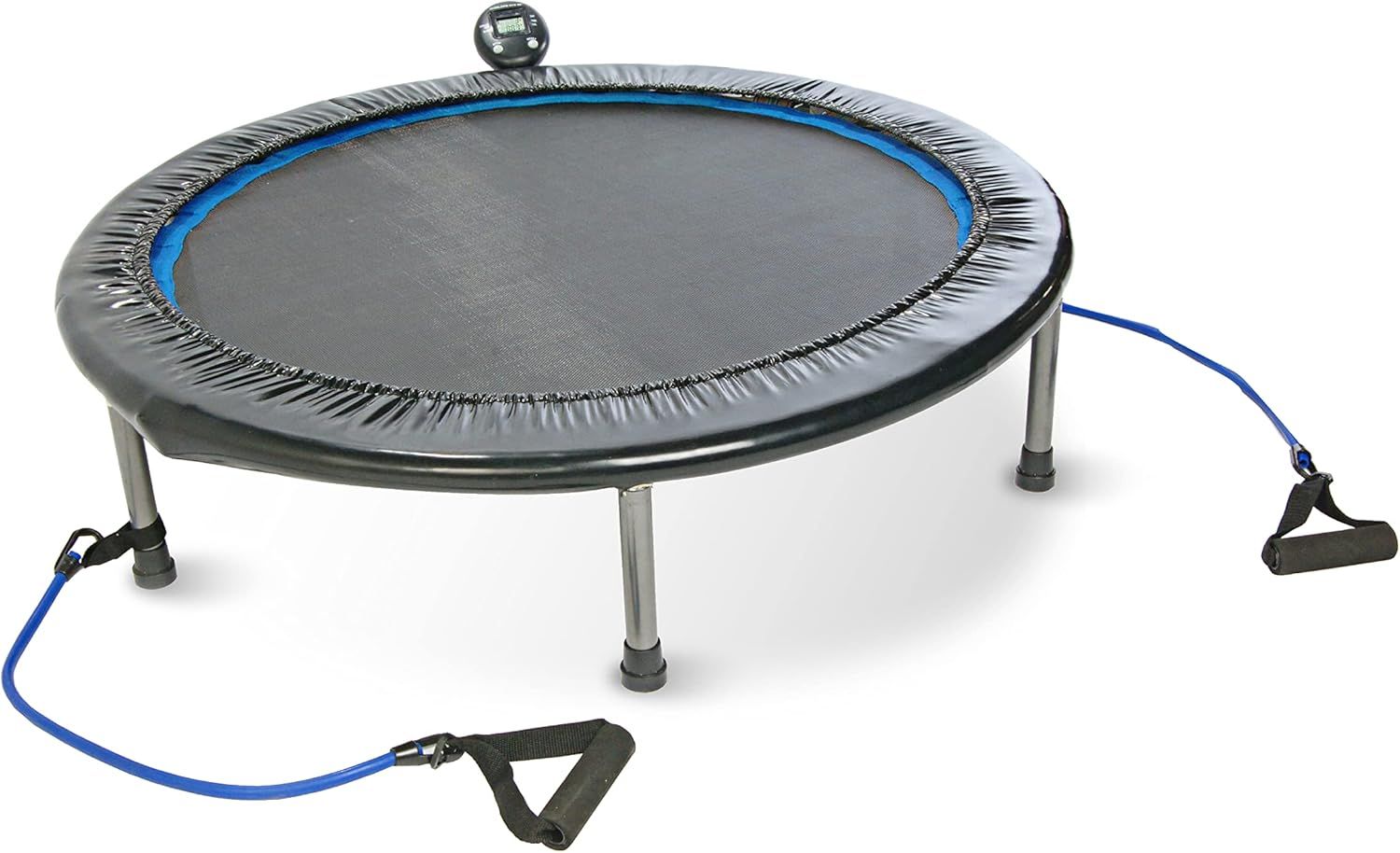 Blue Round Fitness Trampoline with Resistance Bands