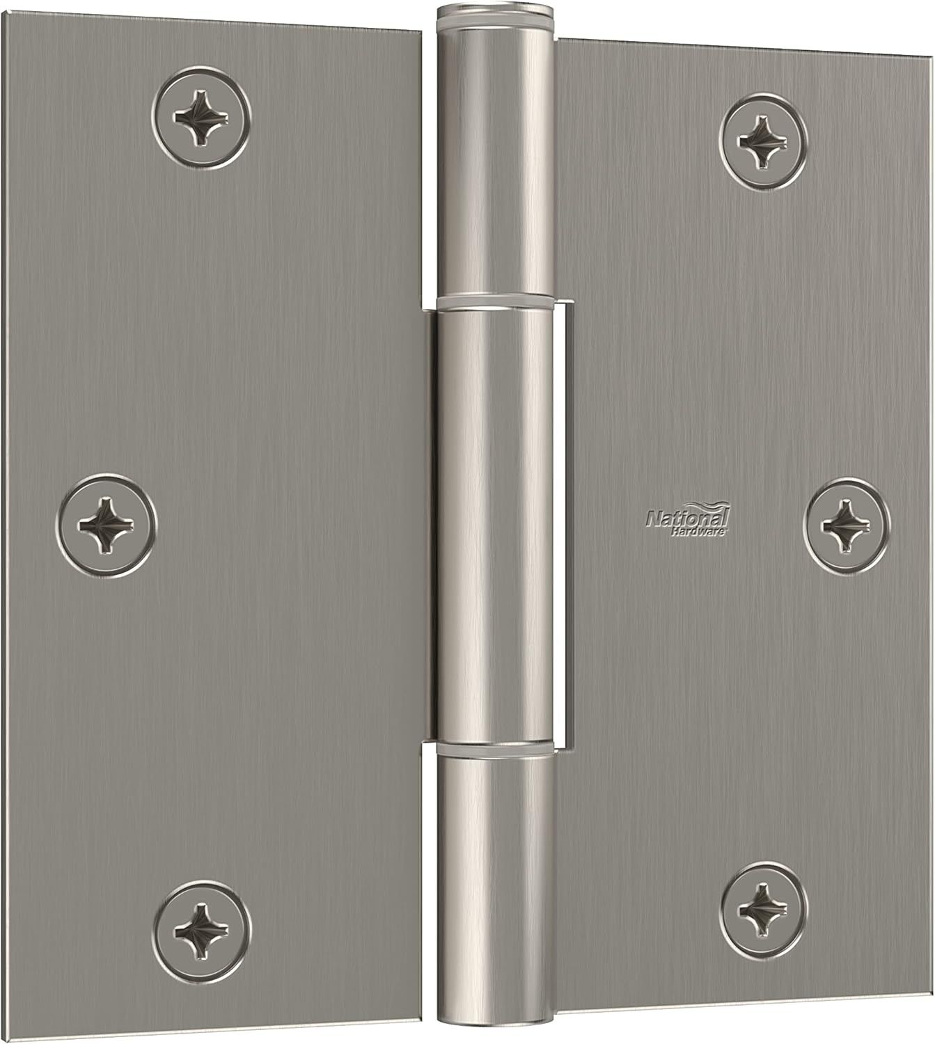 Satin Nickel Square Corner Squeak Guard Door Hinges Pack of 3