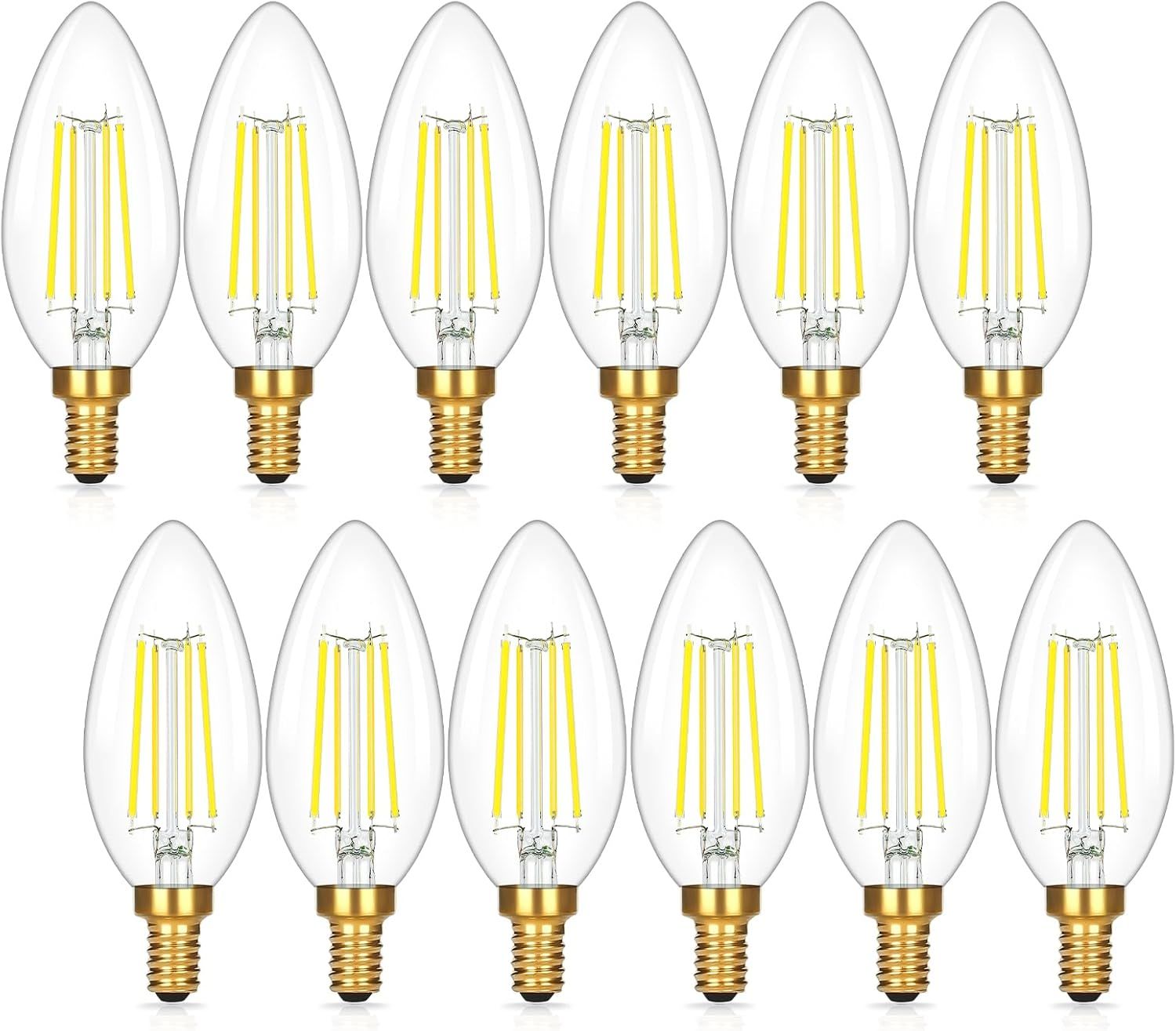 Dimmable Warm White LED Filament Chandelier Bulbs, 6-Pack