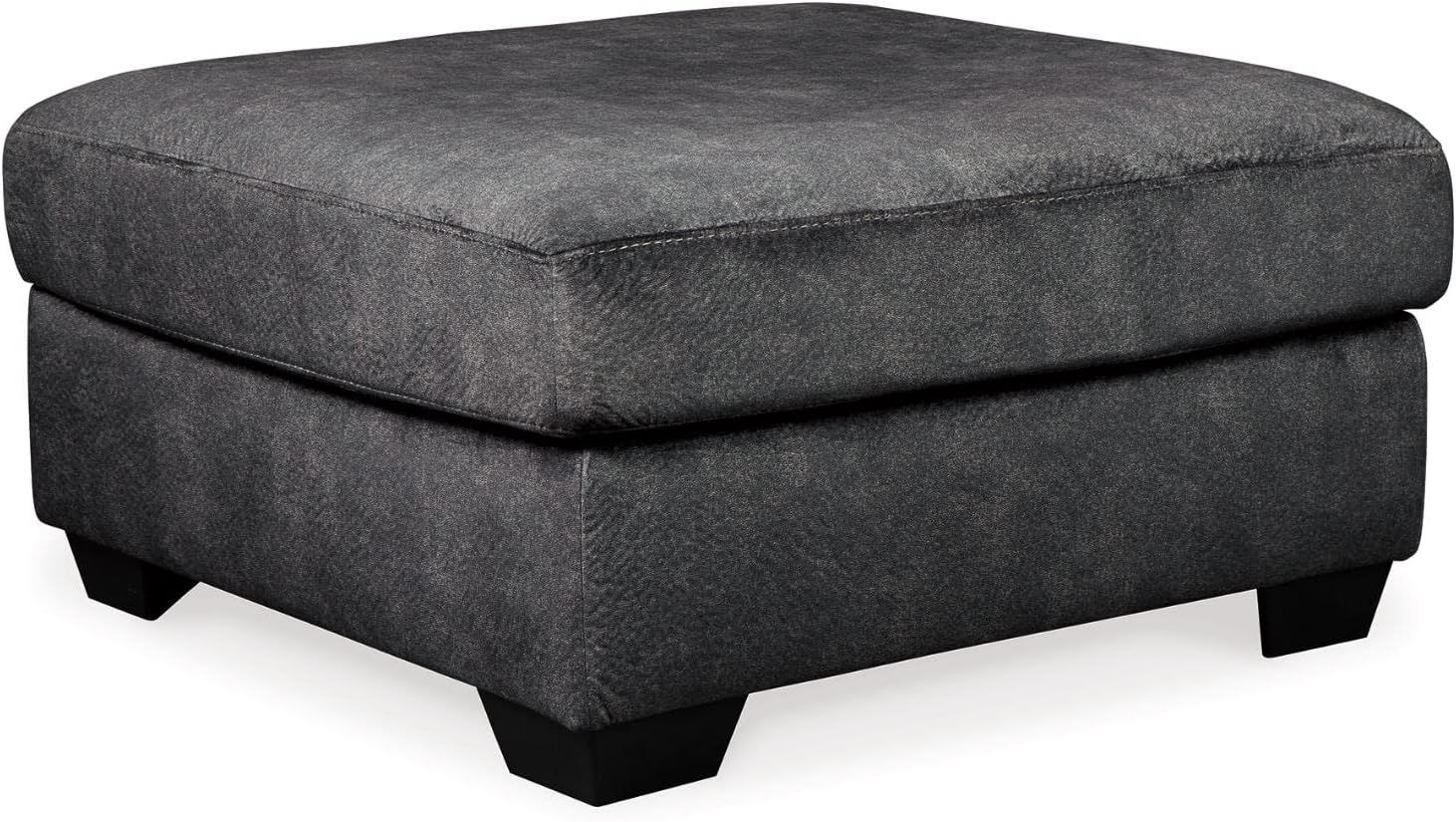 Accrington Granite Gray Oversized Ottoman with Faux Wood Frame