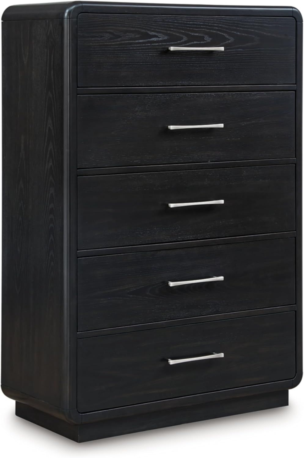 Black Contemporary 5-Drawer Chest with Dovetail Drawer