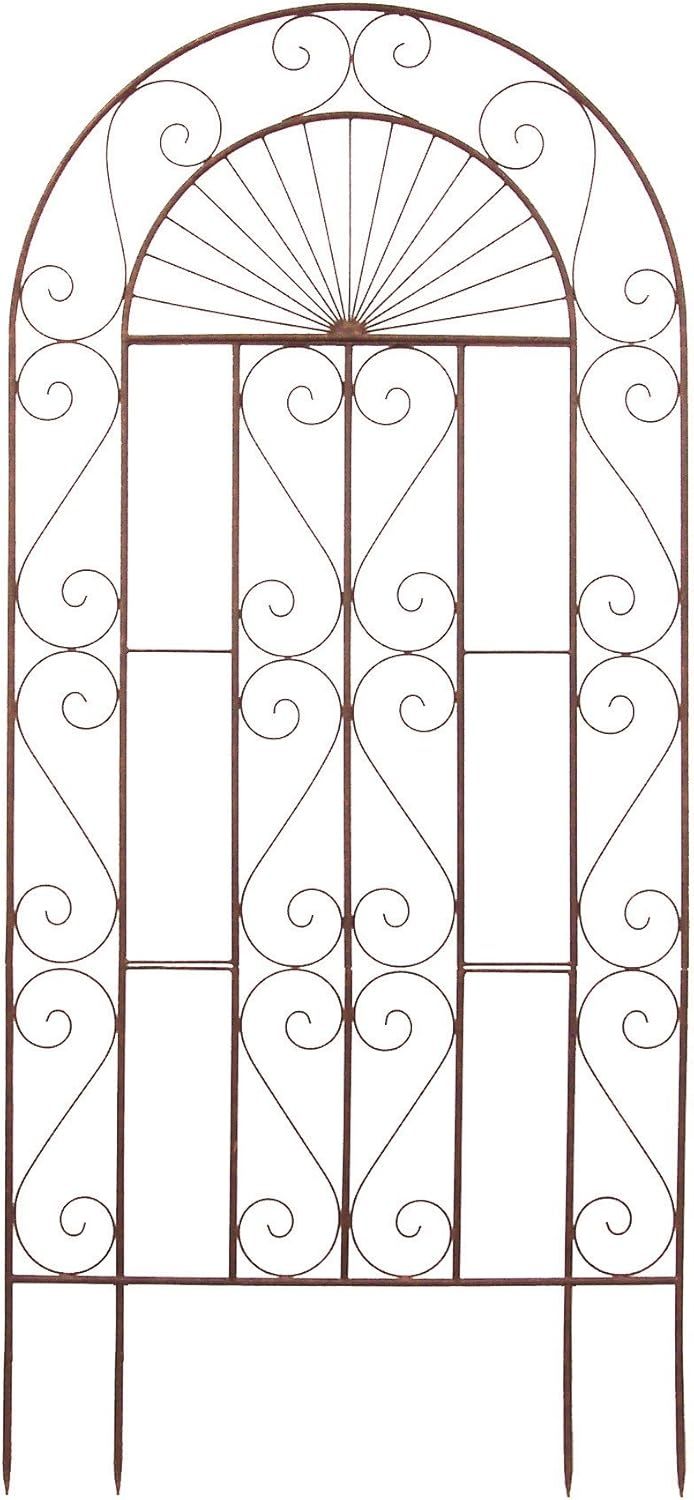 Natural Patina Metal Trellis with Scroll Design