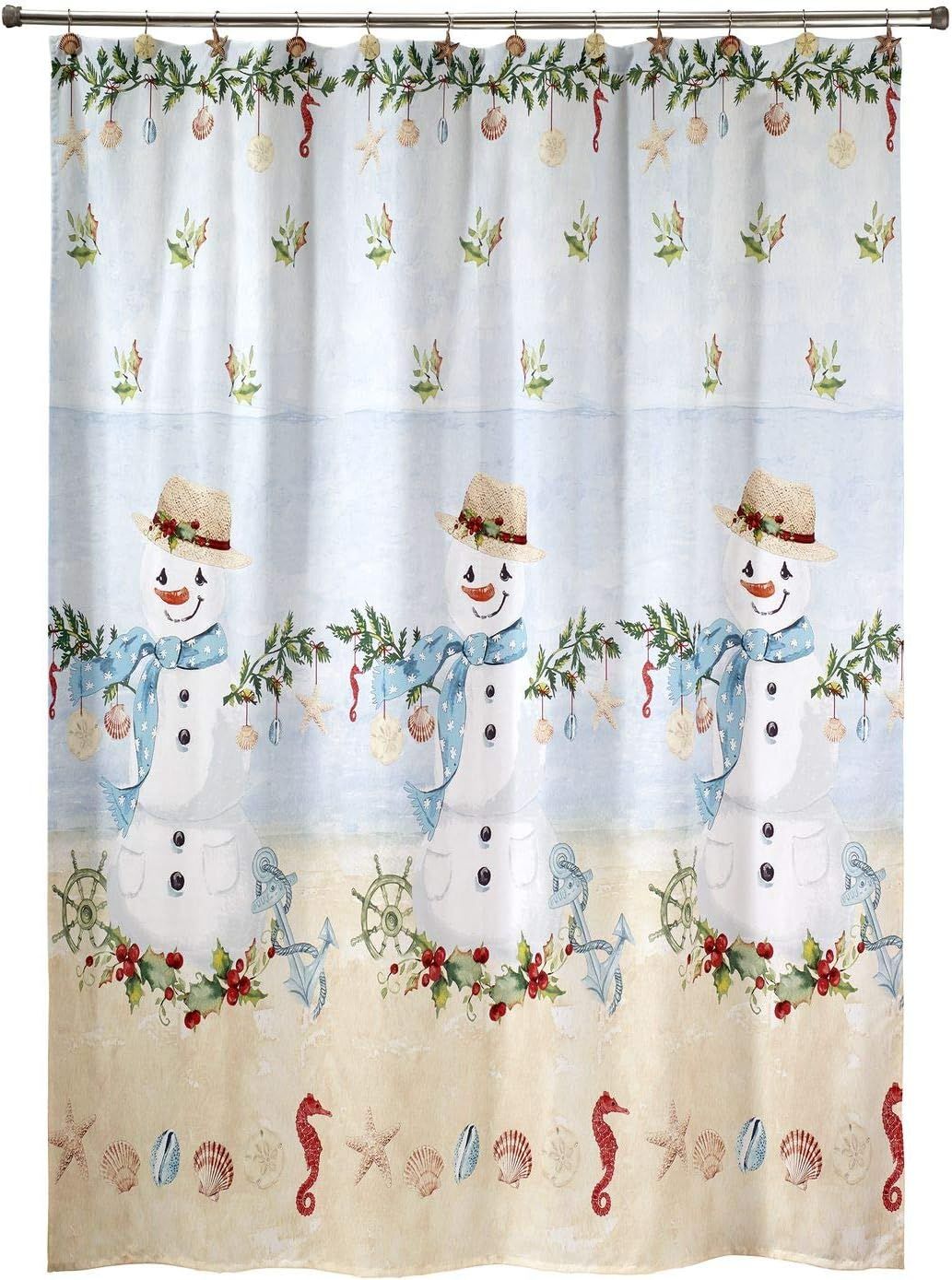 Coastal Snowman Polyester Shower Curtain 72" x 72"