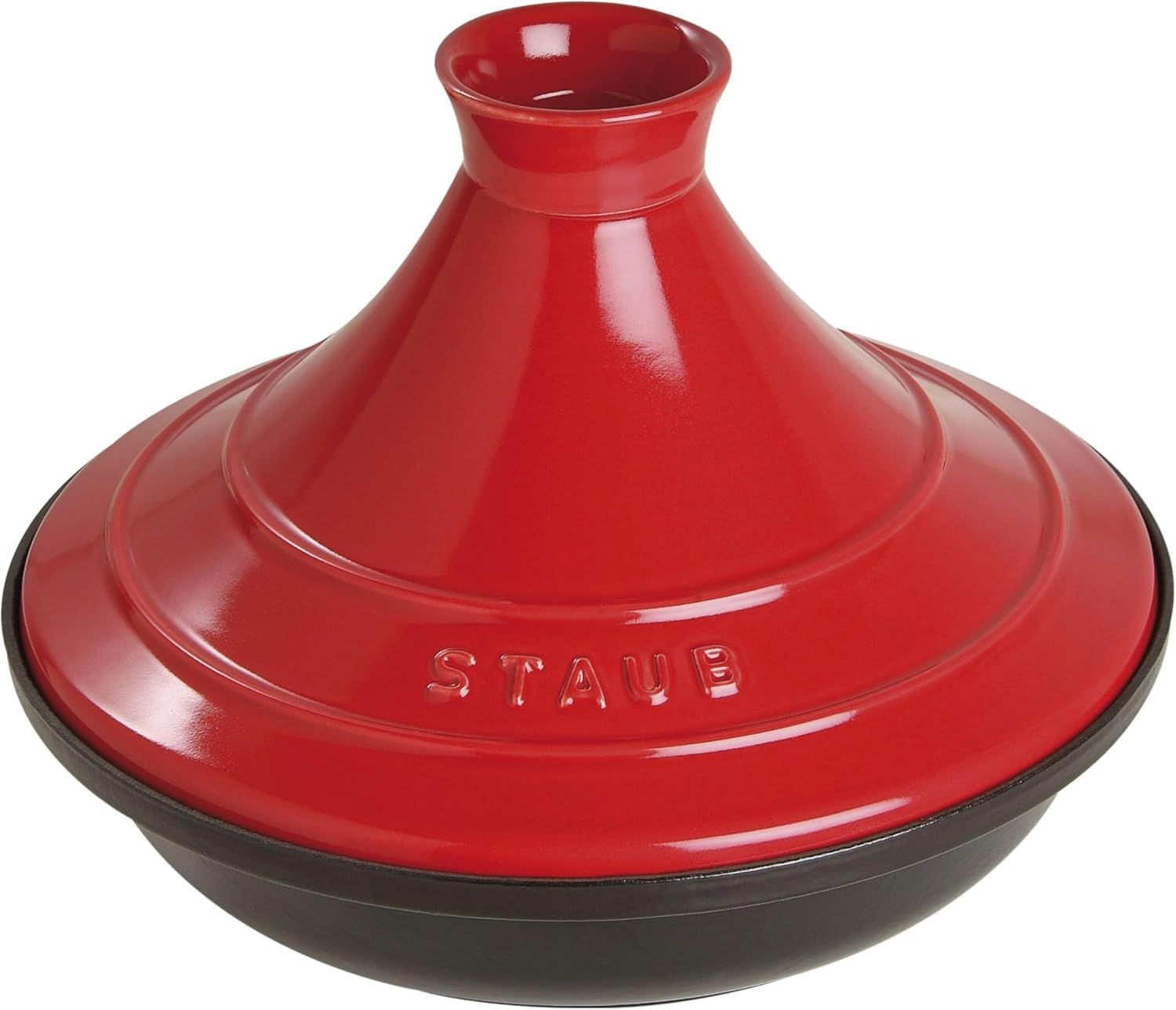 Cherry Red Cast Iron and Ceramic Tajine