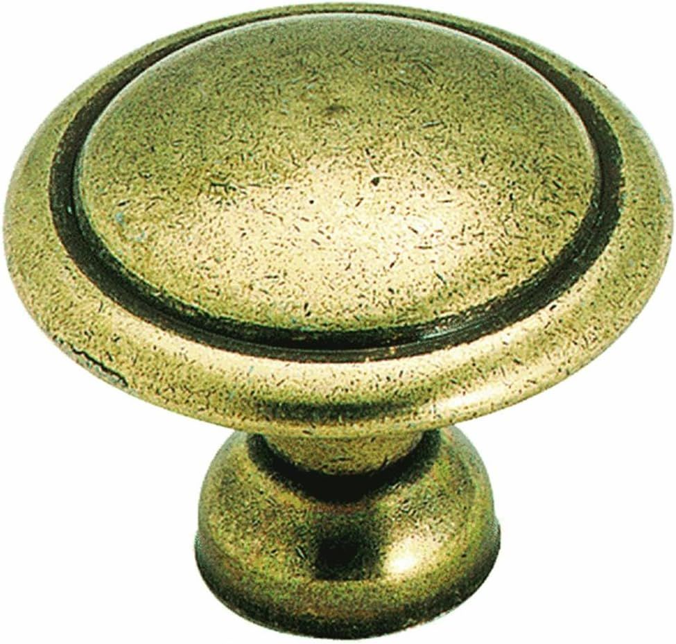 Light Antique Brass Round Cabinet Knob with Mounting Hardware