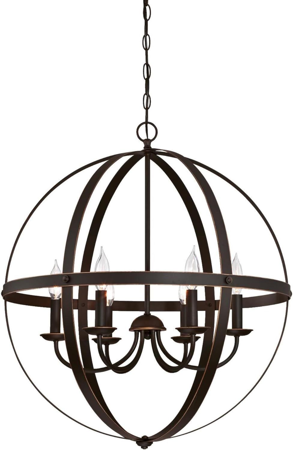 Oil Rubbed Bronze 6-Light Candle Globe Chandelier