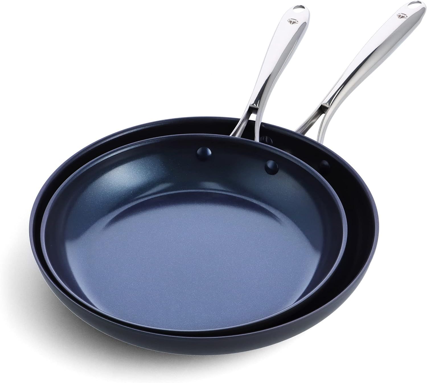 Blue Hard Anodized Aluminum Ceramic Nonstick Frying Pan Set