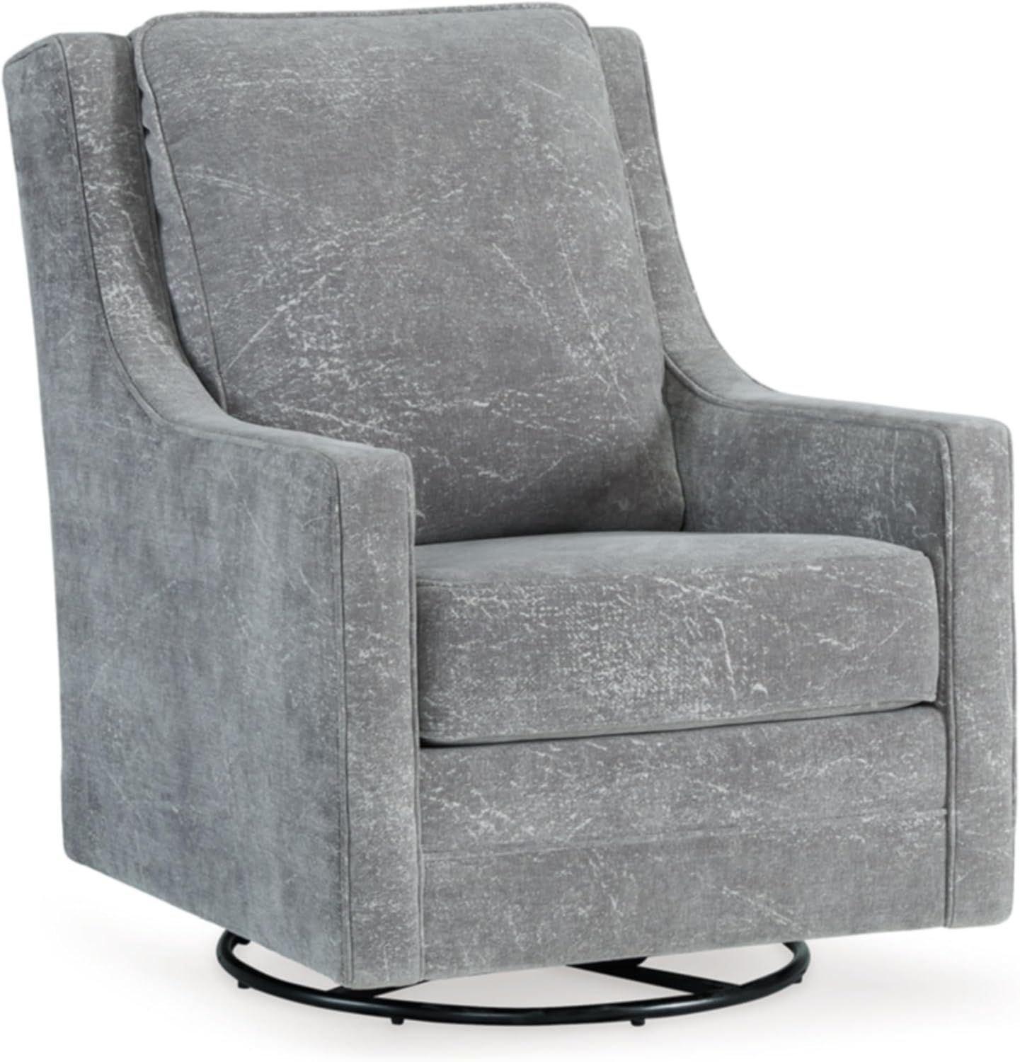 Gray Polyester Swivel Glider Accent Chair