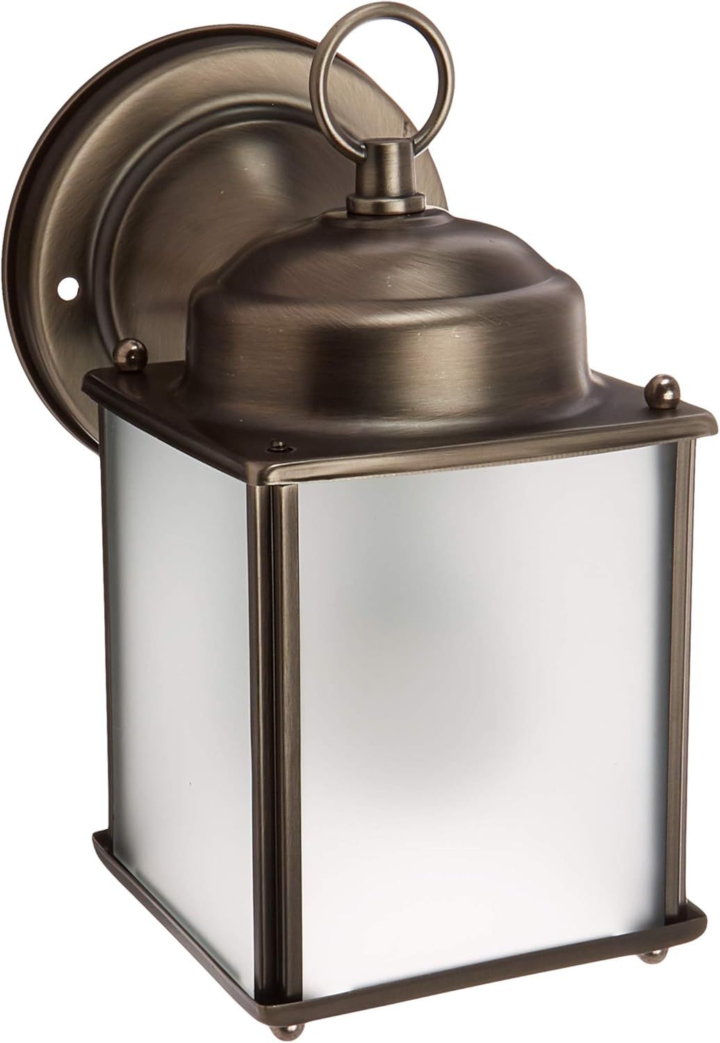 Antique Brushed Nickel Outdoor Wall Lantern with Satin Etched Glass