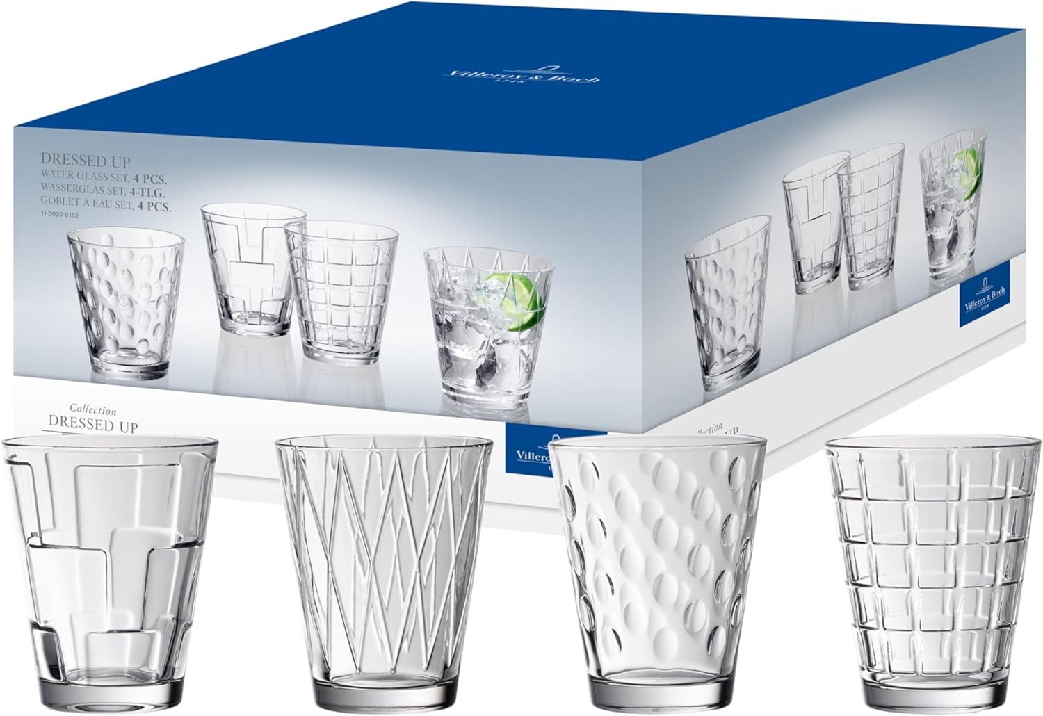 Villeroy & Boch 10 oz Clear Crystal Tumblers Set of 4