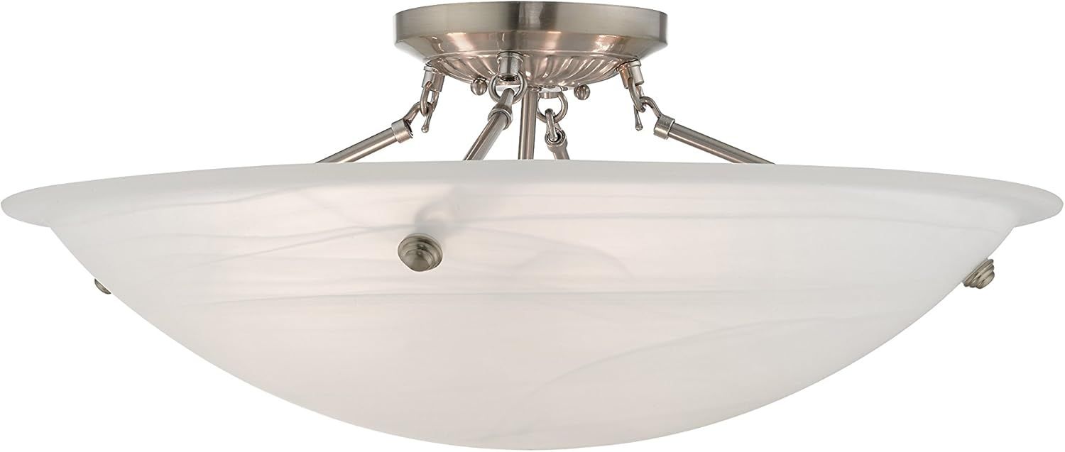 Elegant Brushed Nickel 4-Light Ceiling Fixture with White Alabaster Glass