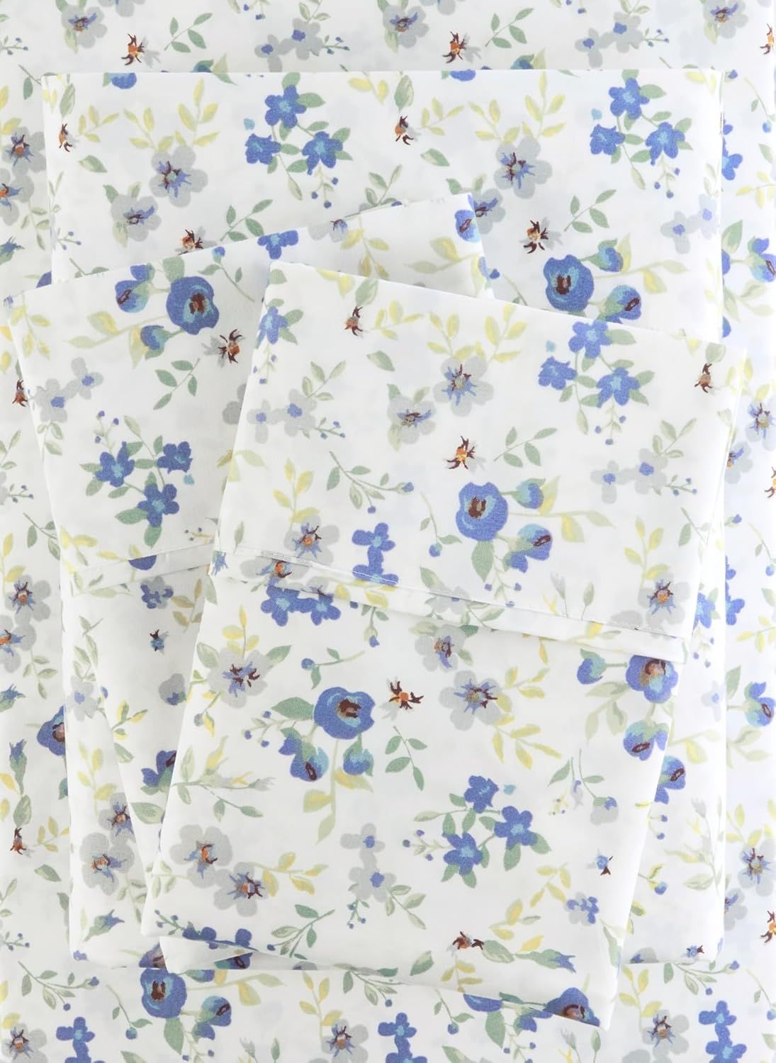 Light Blue Floral Twin Microfiber Sheet Set