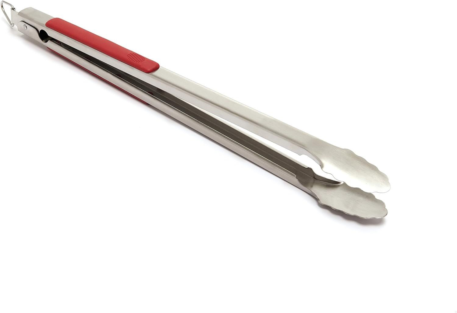 GrillPro 20-Inch Red and Silver Stainless Steel Grill Tongs