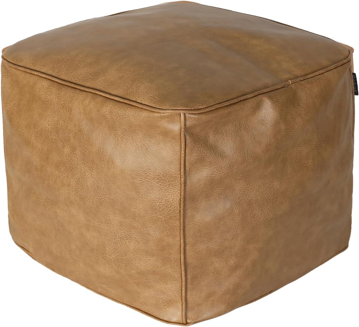 Amaretto Square PU Leather Storage Ottoman Pouf