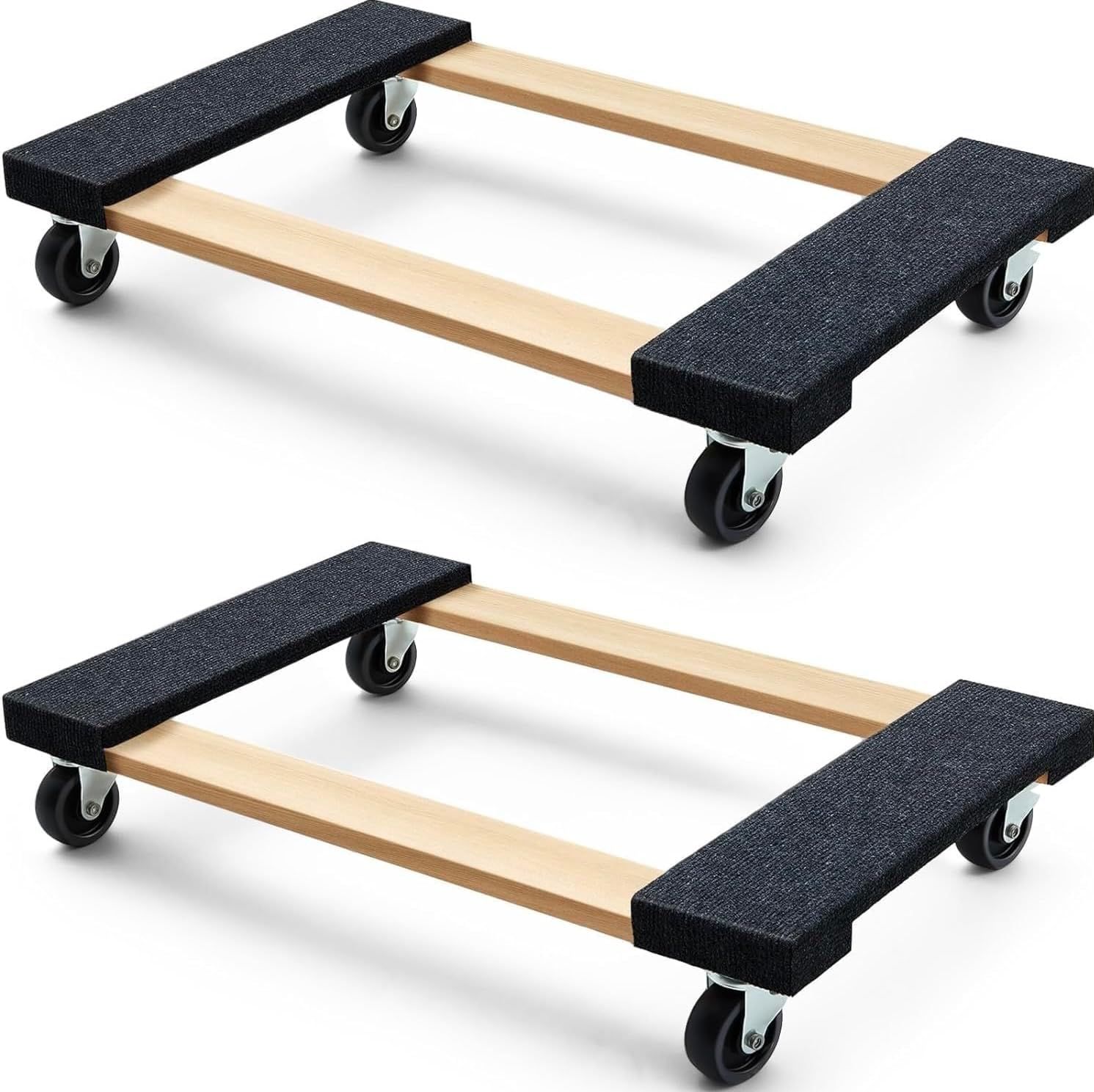 Hardwood Furniture Moving Dolly with Carpeted Ends, 18 x 30 Inches, 2-Pack