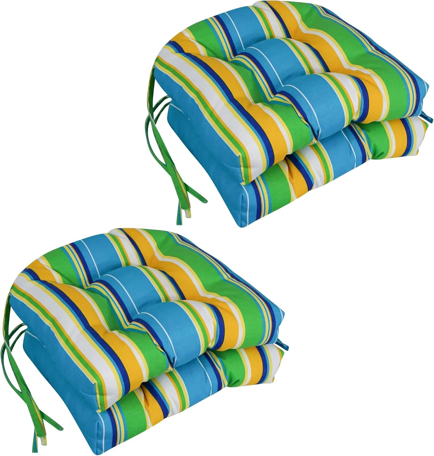 Colorful Striped Polyester Outdoor Chair Cushions, Set of 4