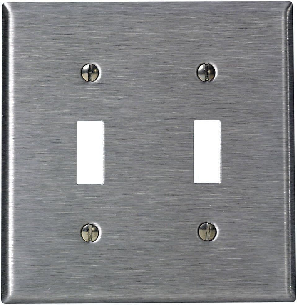 Stainless Steel 2-Gang Double Toggle Wallplate