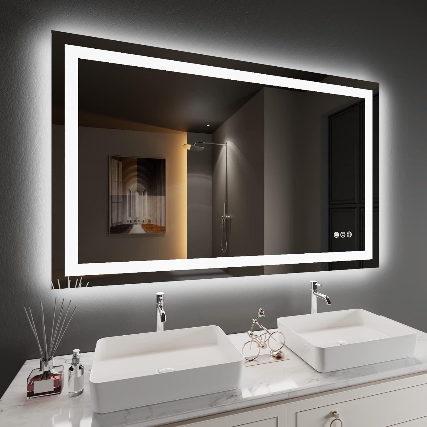 Frameless LED Bathroom Vanity Mirror with Anti-Fog and Dimmable Lights