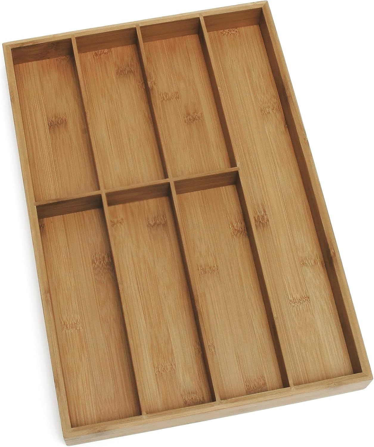 Bamboo Wood 7-Compartment Flatware Organizer