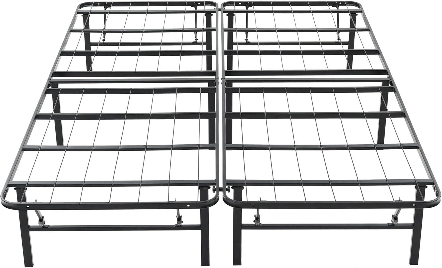 Black Metal Full Size Foldable Platform Bed Frame