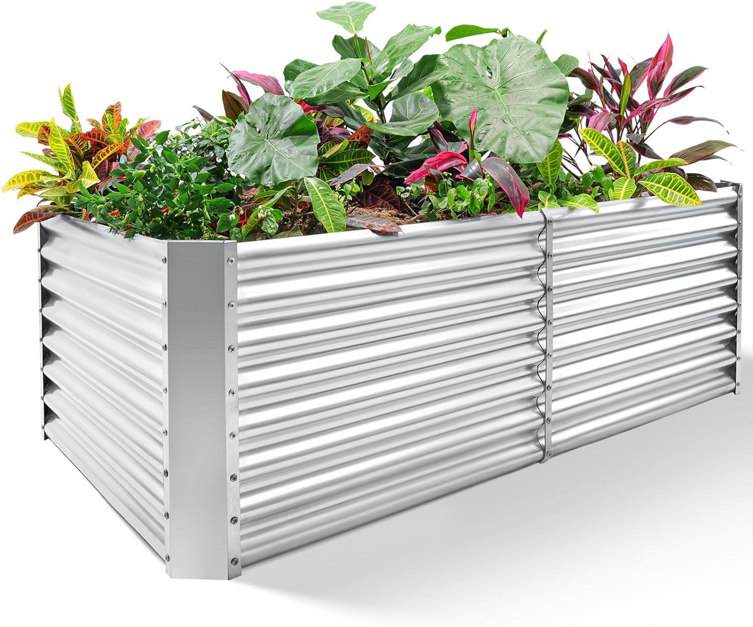 Large Silver Galvanized Steel Raised Garden Bed Kit