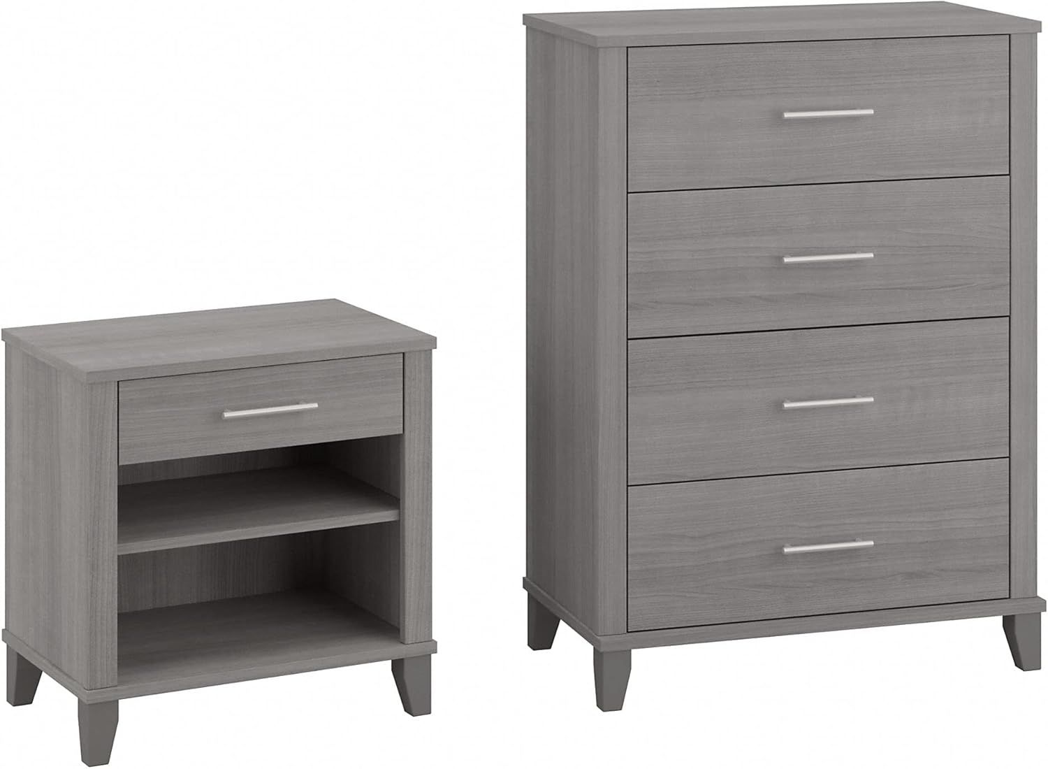 Somerset Platinum Gray Bedroom Set with Open-Safe Drawers