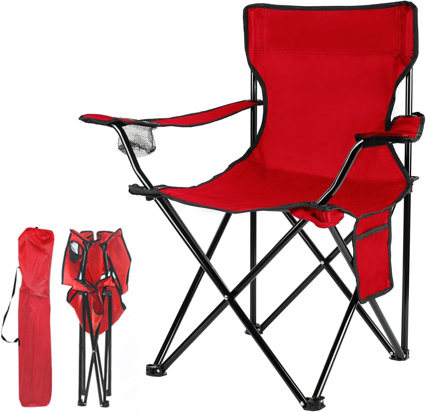 Red Lightweight Portable Folding Steel Camping Chair