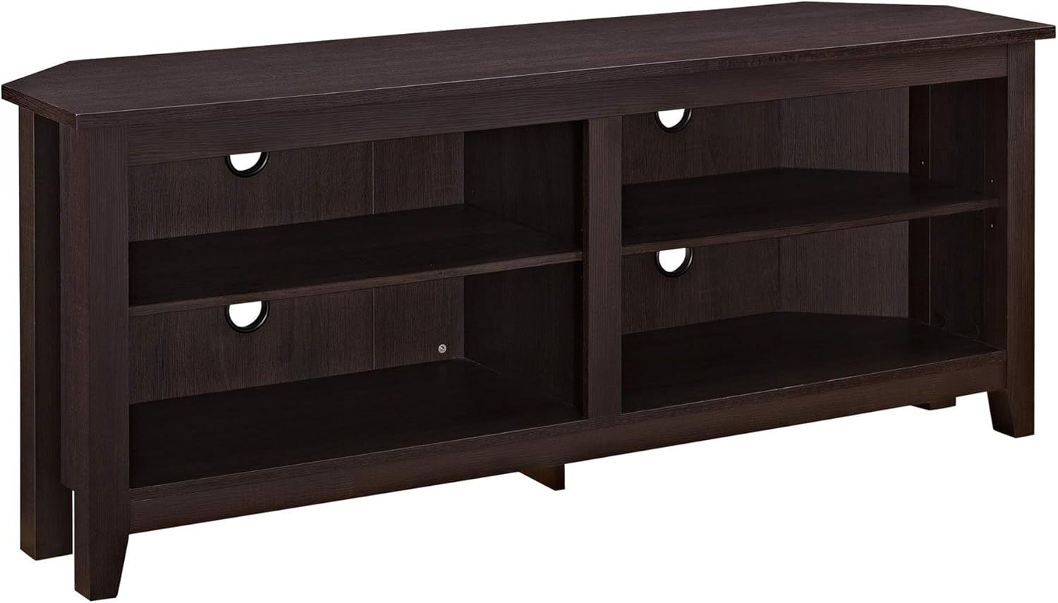 Espresso Corner Wood Media Stand with Adjustable Shelving