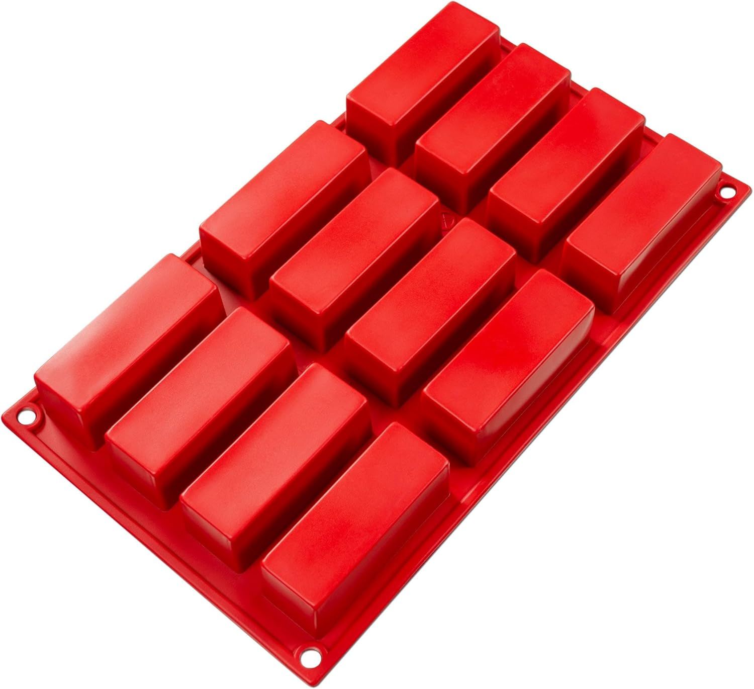 Red Rectangular Silicone Non-stick 12-Cavity Cake Mold