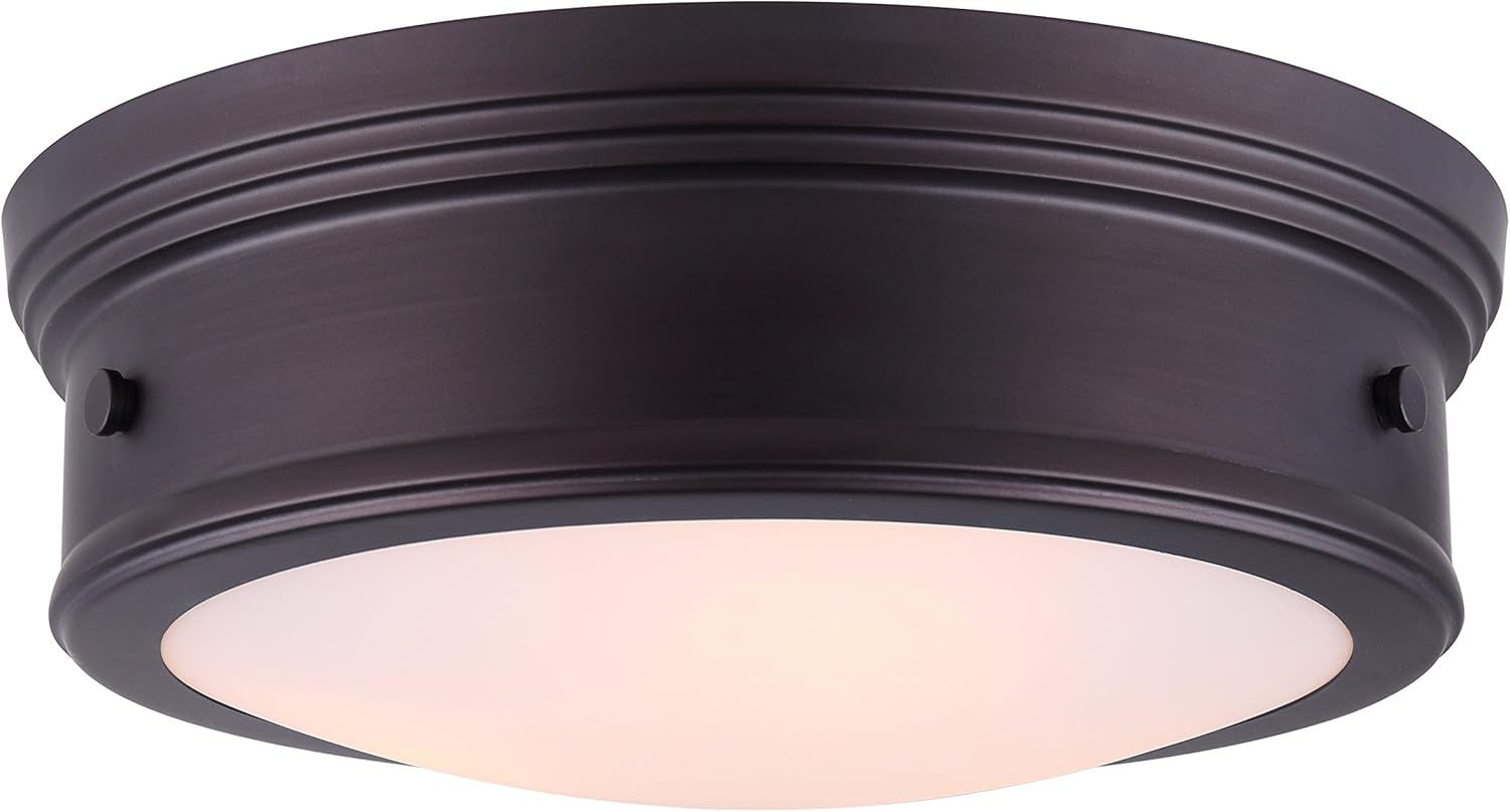 Oil Rubbed Bronze 13-Inch Flush Mount with Opal Glass