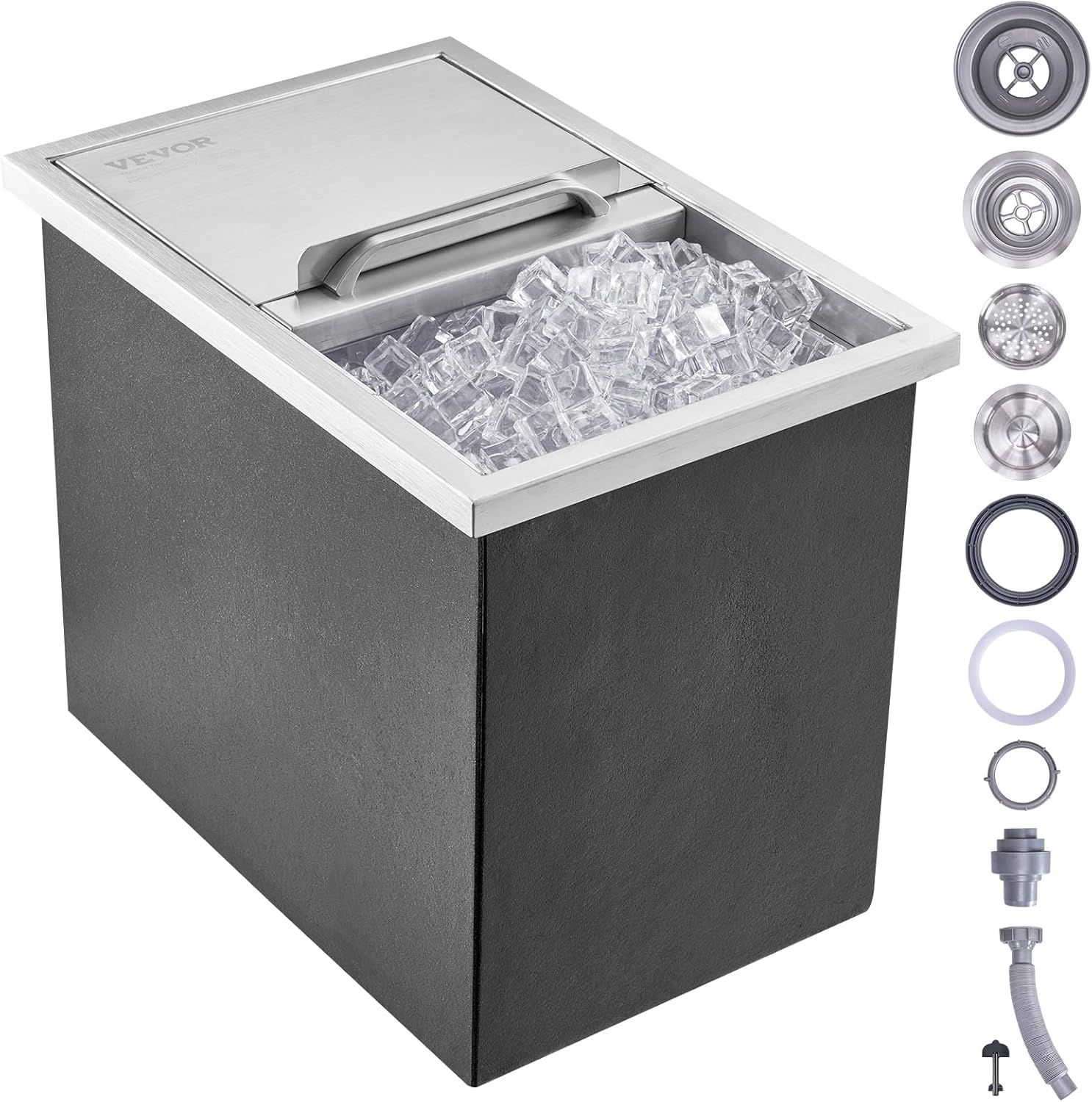 VEVOR 18" x 12" Stainless Steel Drop-In Ice Bin Chest