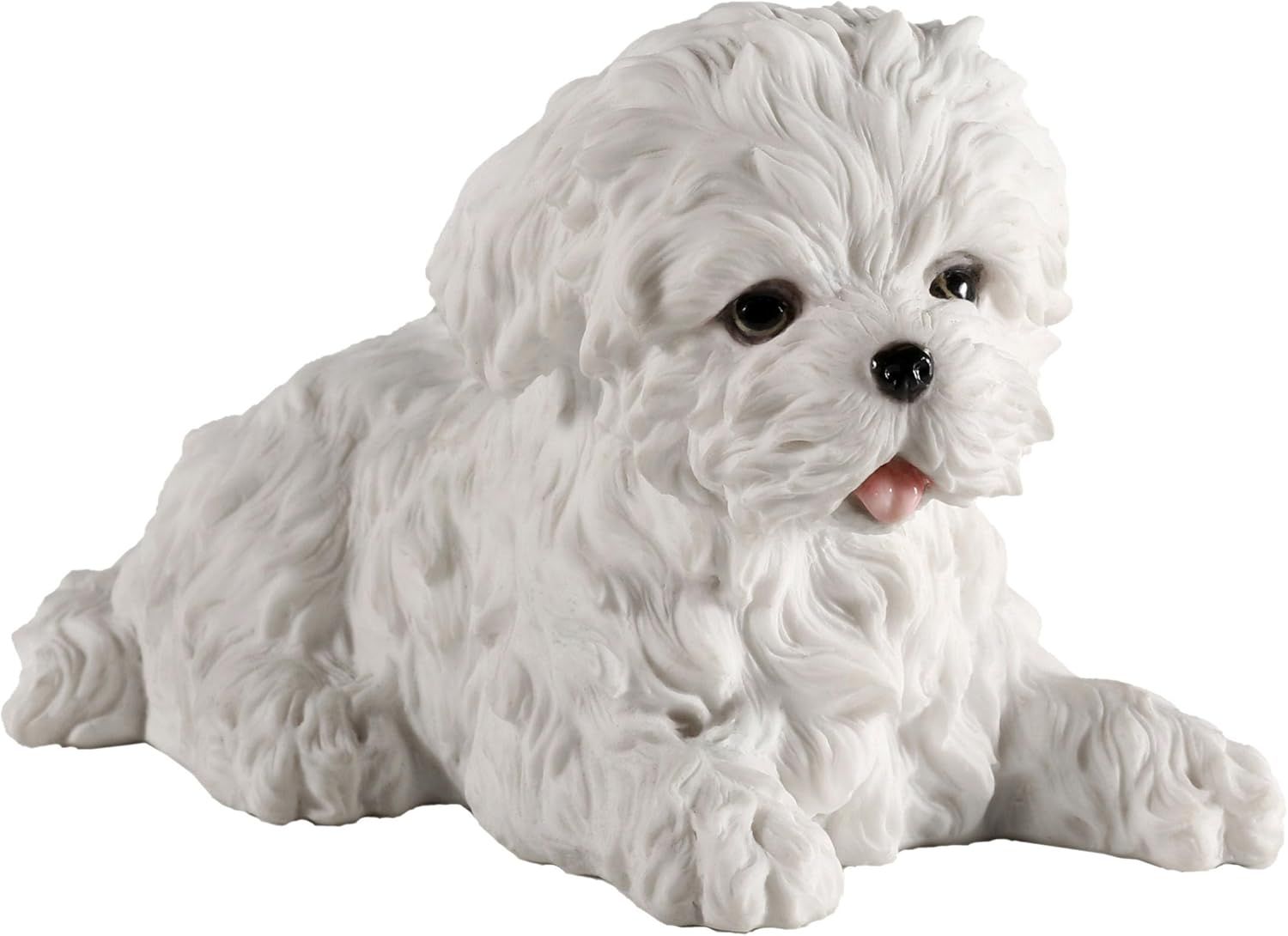 White Resin Maltese Puppy Dog Figurine