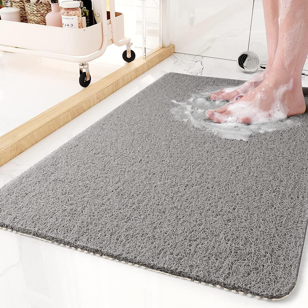 Gray PVC Non-Slip Quick-Drying Rectangular Bathtub Mat