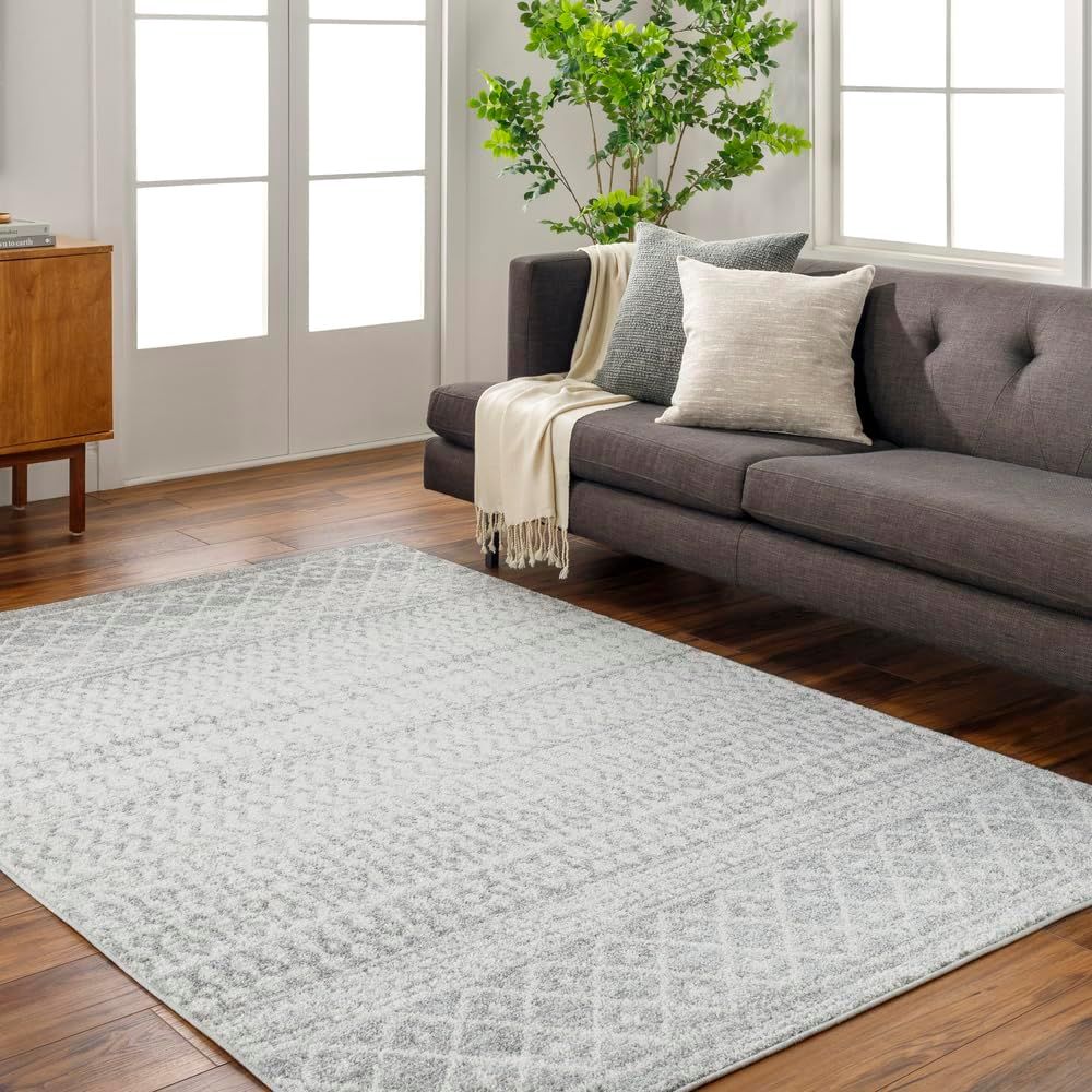 Laurine Gray 6'7" x 9' Moroccan Synthetic Area Rug