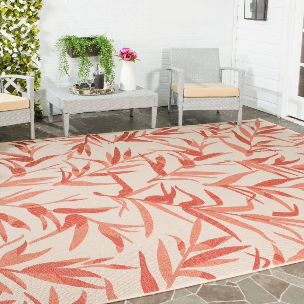 Beige and Terracotta 9' x 12' Reversible Synthetic Area Rug