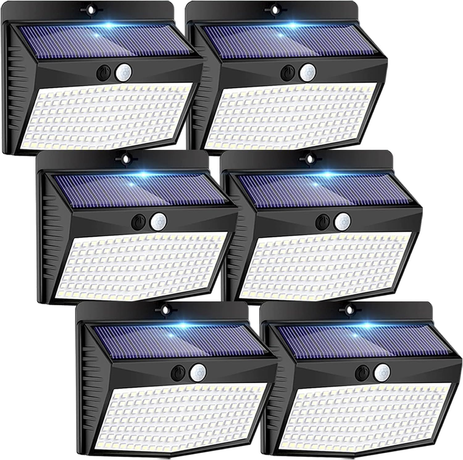 6-Pack Black Solar LED Motion Sensor Security Lights