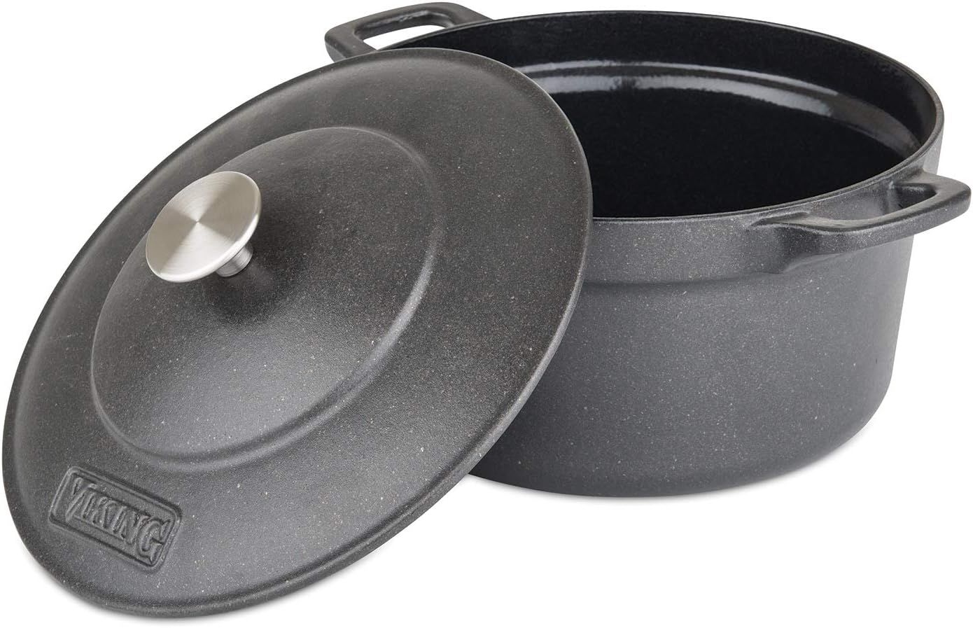 Charcoal Enameled Cast Iron Non-Stick Dutch Oven, 5 Quart