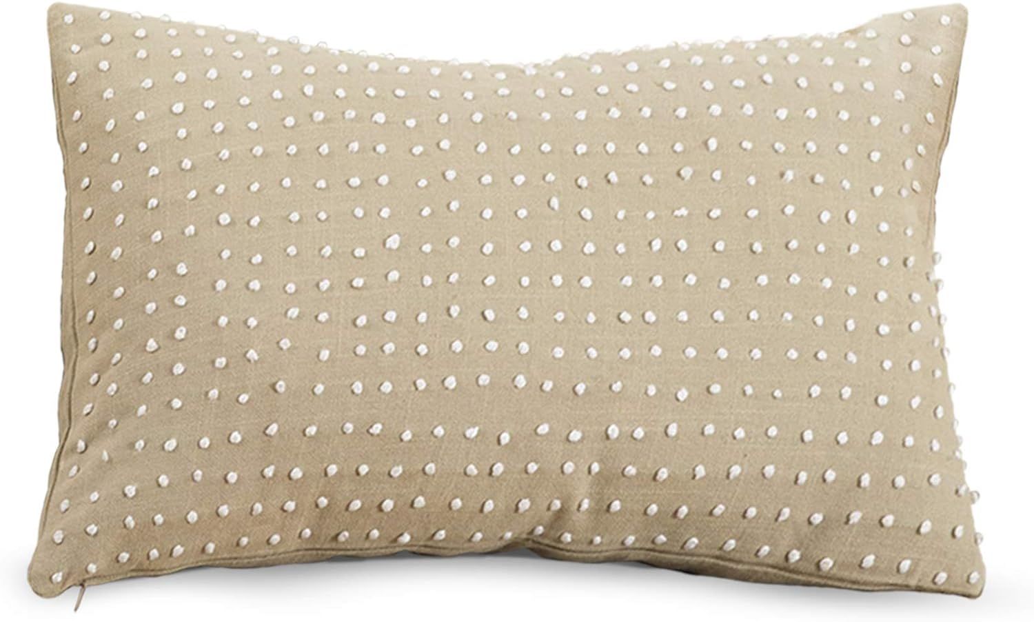 Petite Beige Cotton Down Fill Accent Pillow