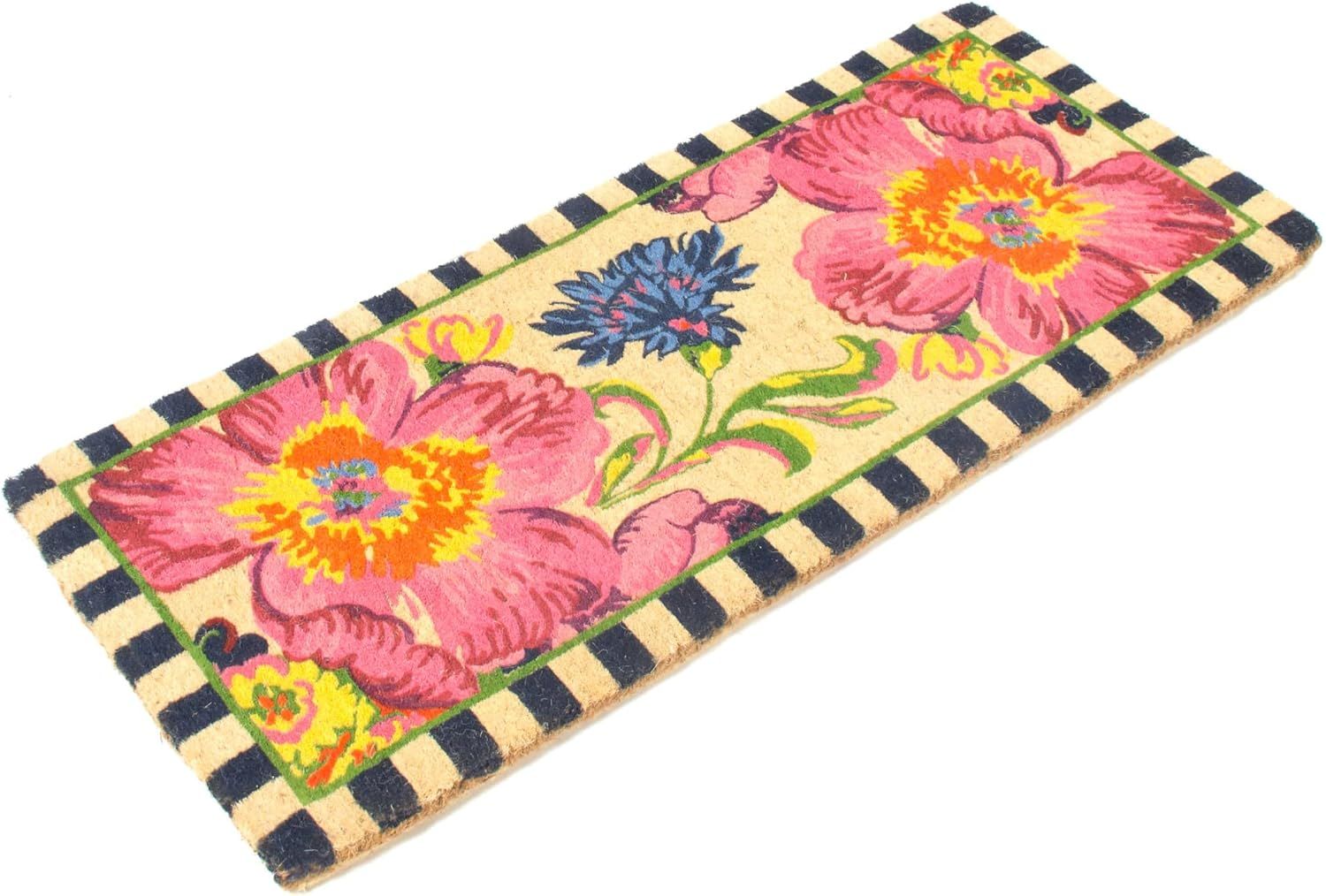 Floral Haven Modern Coir Outdoor Doormat with PVC Backing