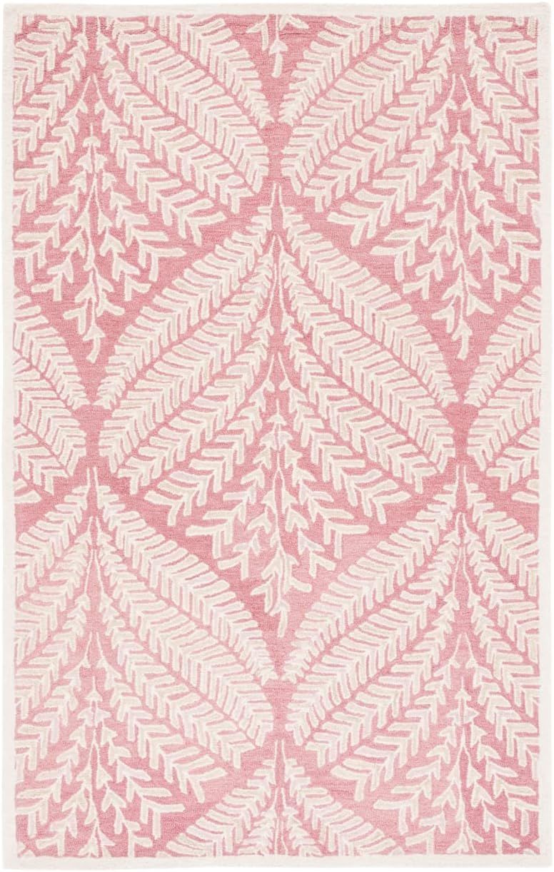 Handmade Pink and Ivory Wool Tufted 9' x 12' Rug