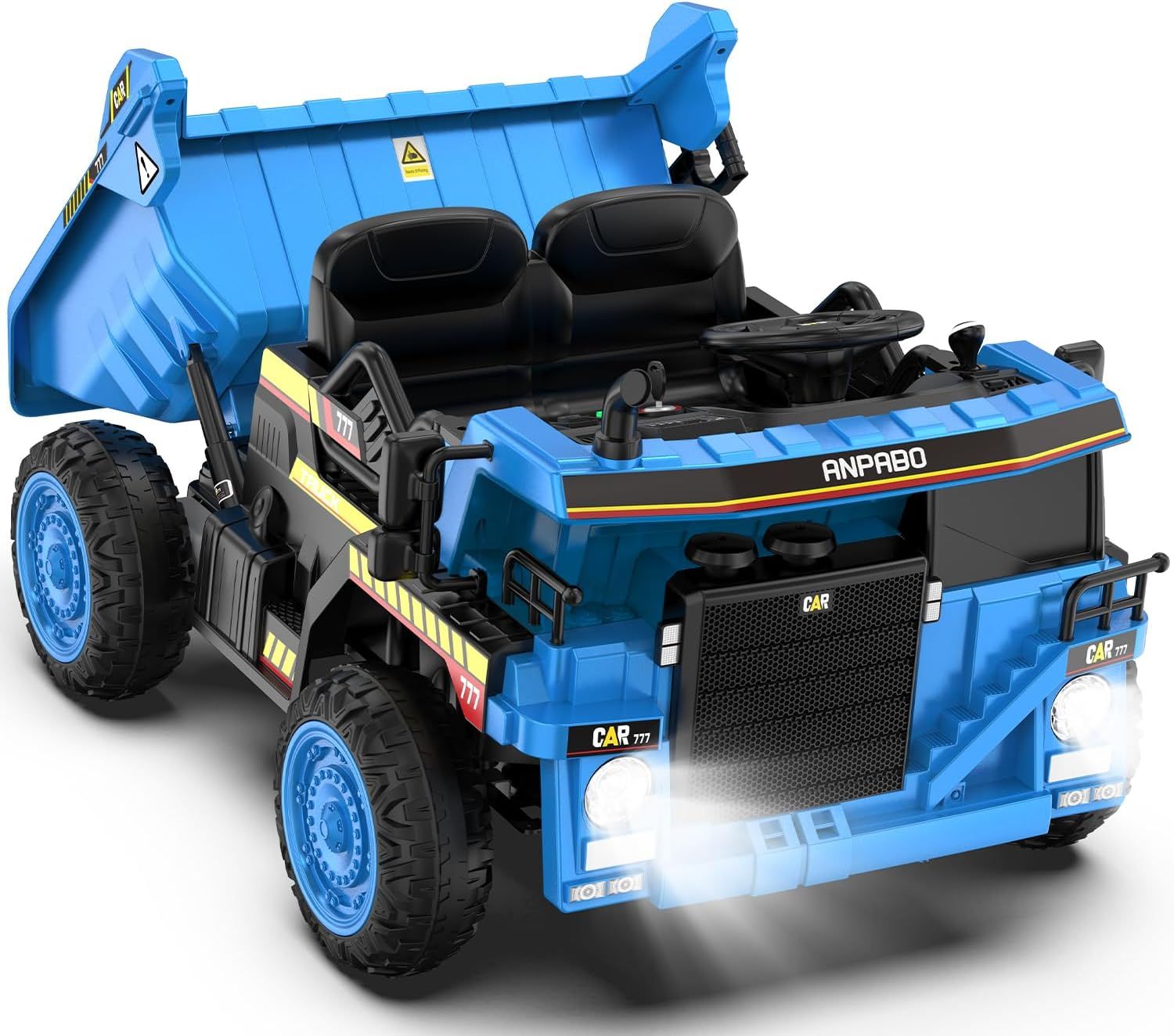 Blue 12V Battery-Powered Ride-On Dump Truck with Remote Control