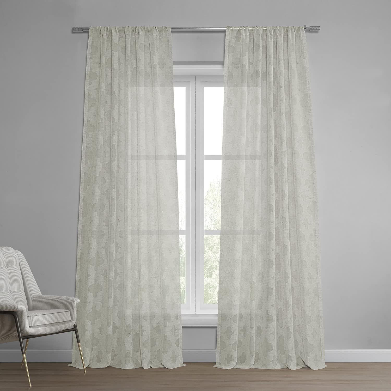 Calais Tile Patterned Sheer Linen 96" Window Panel