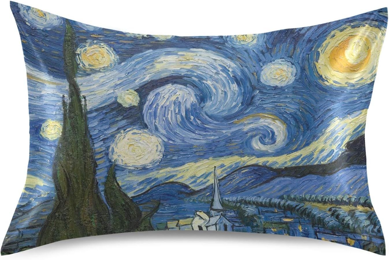 Starry Night Satin Pillowcase with Envelope Closure, Standard Size