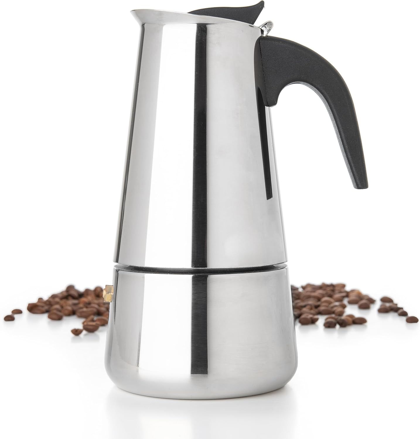 Stainless Steel 9-Cup Stovetop Espresso Maker with Black Handle