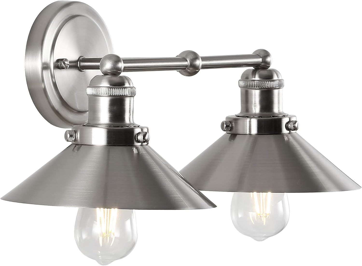 July 17.5" Nickel Metal 2-Light Dimmable Vanity Sconce