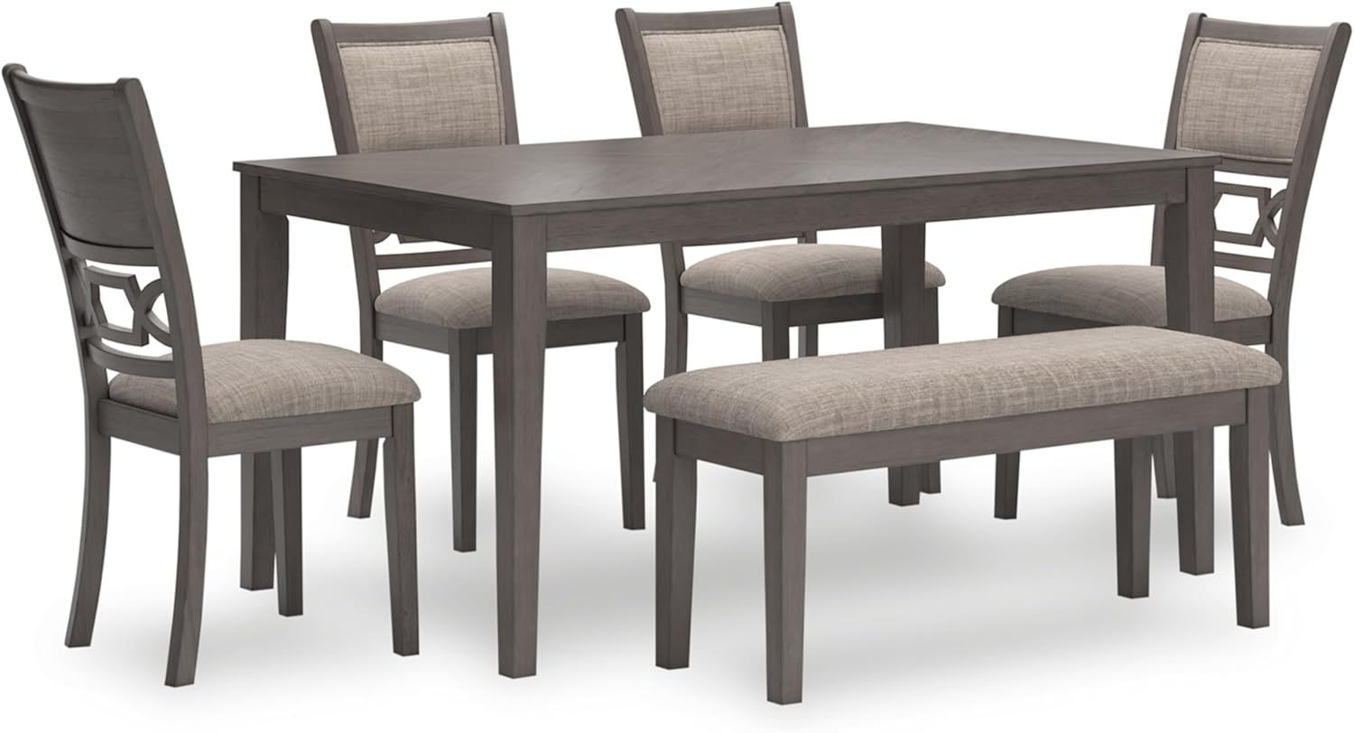 Gray Transitional Rectangular Dining Table Set with 4 Chairs