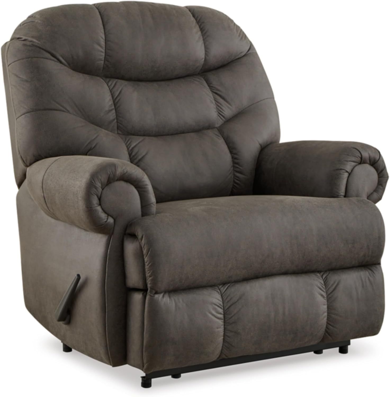 Brown Faux Leather Traditional Recliner with Manufactured Wood Frame