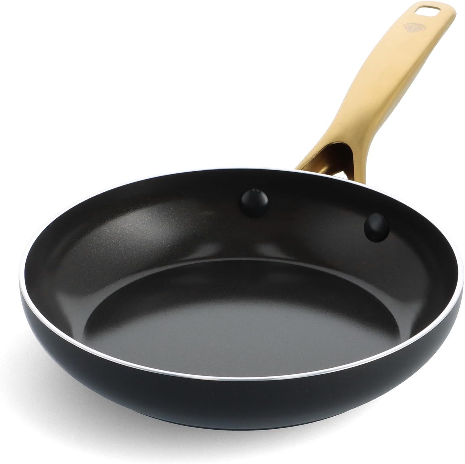 Black Cast Iron Frying Pan with Gold Ceramic Coating Handle