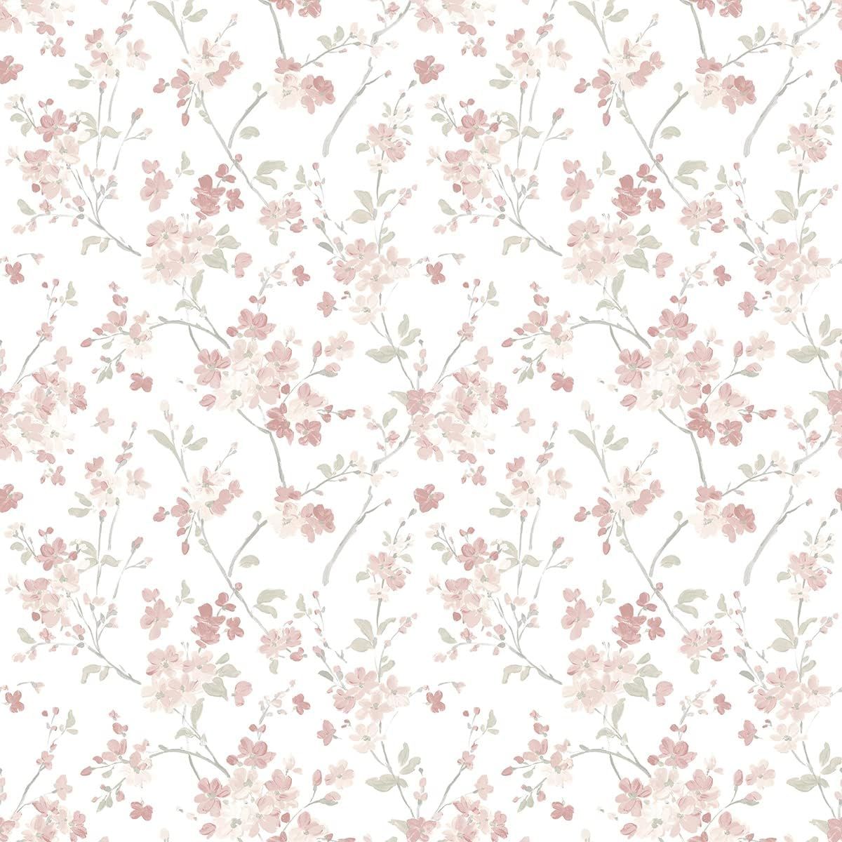 Glinda Rose Floral Trail Vinyl-Coated Wallpaper